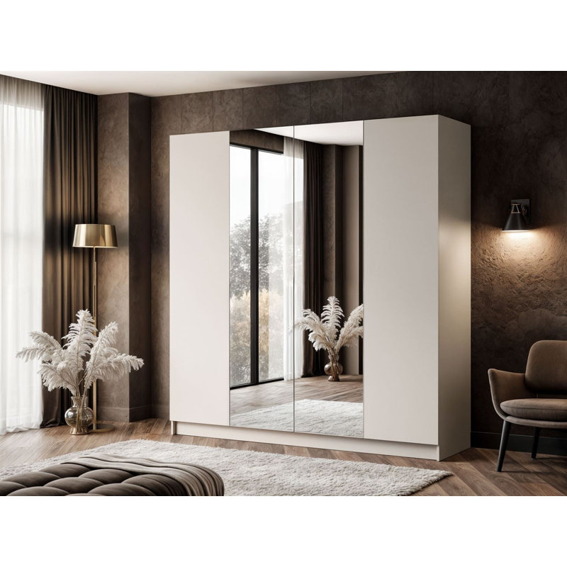 4 Door Manufactured Wood Wardrobe, Natural