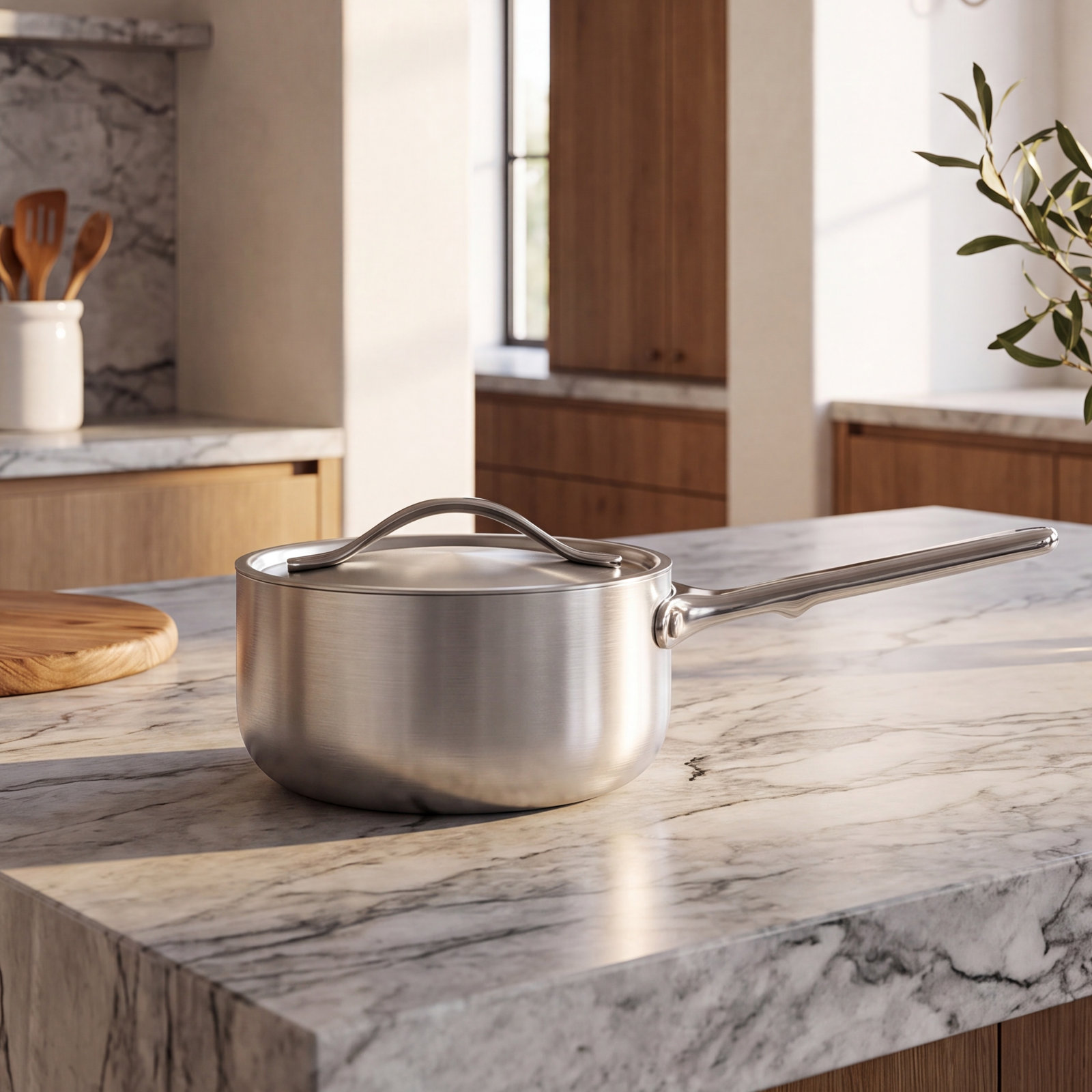 Caraway 3qt Stainless Steel Saucepan with Lid, 1. 75 quarts