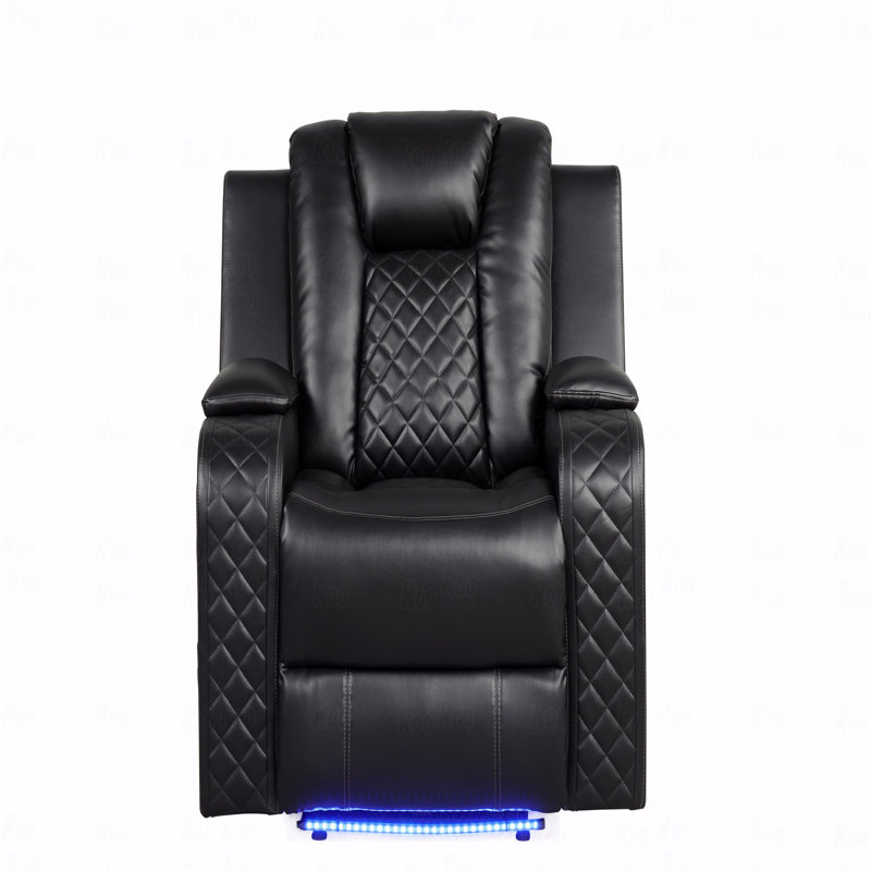 Fauteuil à DEL avec fonction inclinable en similicuir noir, Noir