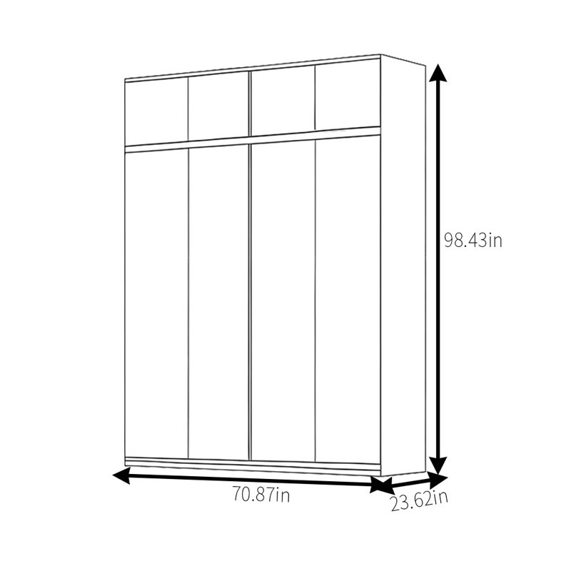 Garde-robe simple en forme de bûche, H 98 po x l 71 po x P 24 po