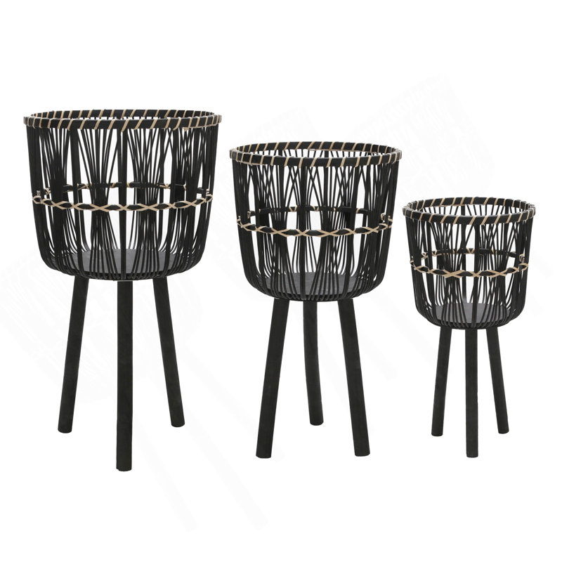 S / 3 POT DE BAMBOU 11/13/15 ", NOIR
