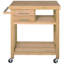 Îlot de cuisine en bambou sur roulettes, chariot utilitaire avec 2 tiroirs de rangement et tablettes ouvertes, ton bambou