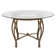 Syracuse Round Glass Dining Table with Bowed Out Metal Frame