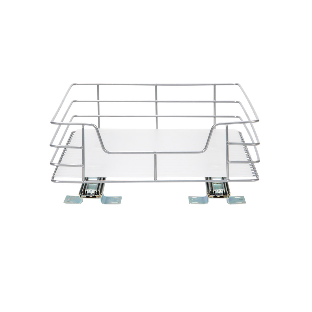 Elizandra Glidez Powder-Coated Steel Pull-Out/Slide-Out Storage Organizer with Plastic Liner for Under Cabinet or Wire Shelf Use - 1-Tier Design - Fits Standard Size Cabinet or Shelf Rebrilliant 
