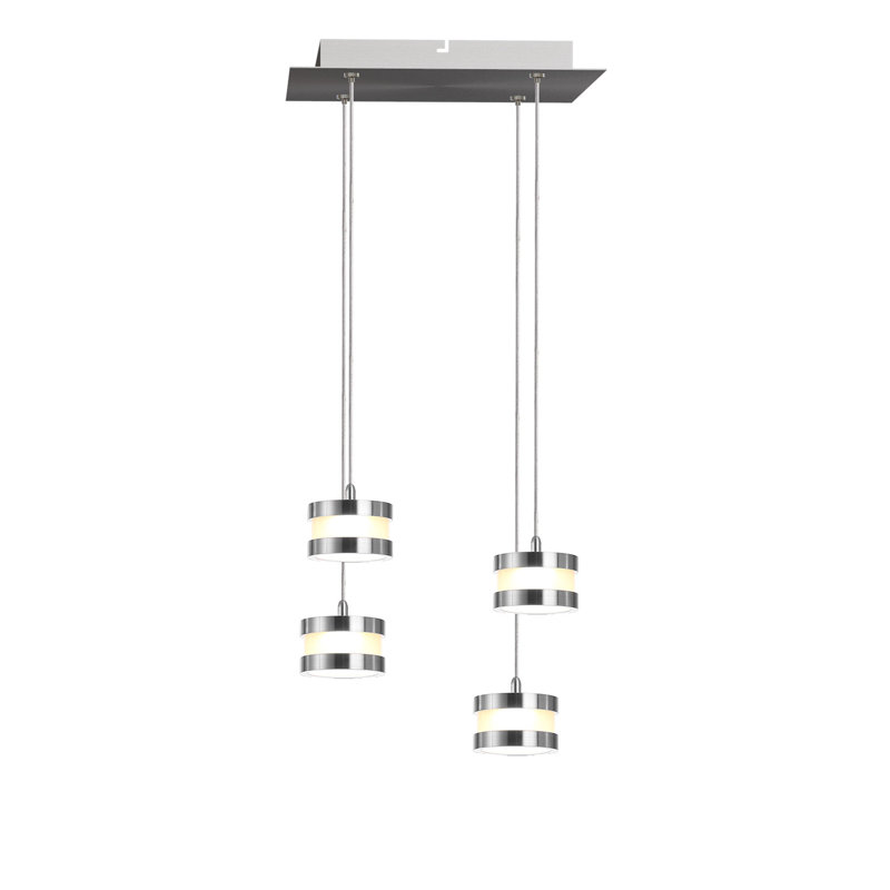 Luminaire suspendu tambour en grappe 4 lumières Karter, H 2 po x l 12 po x P 12 po, Chrome