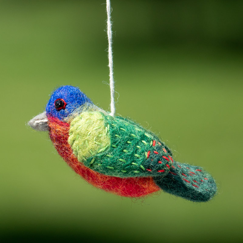 Figurine suspendue bunting peint oiseau en feutre