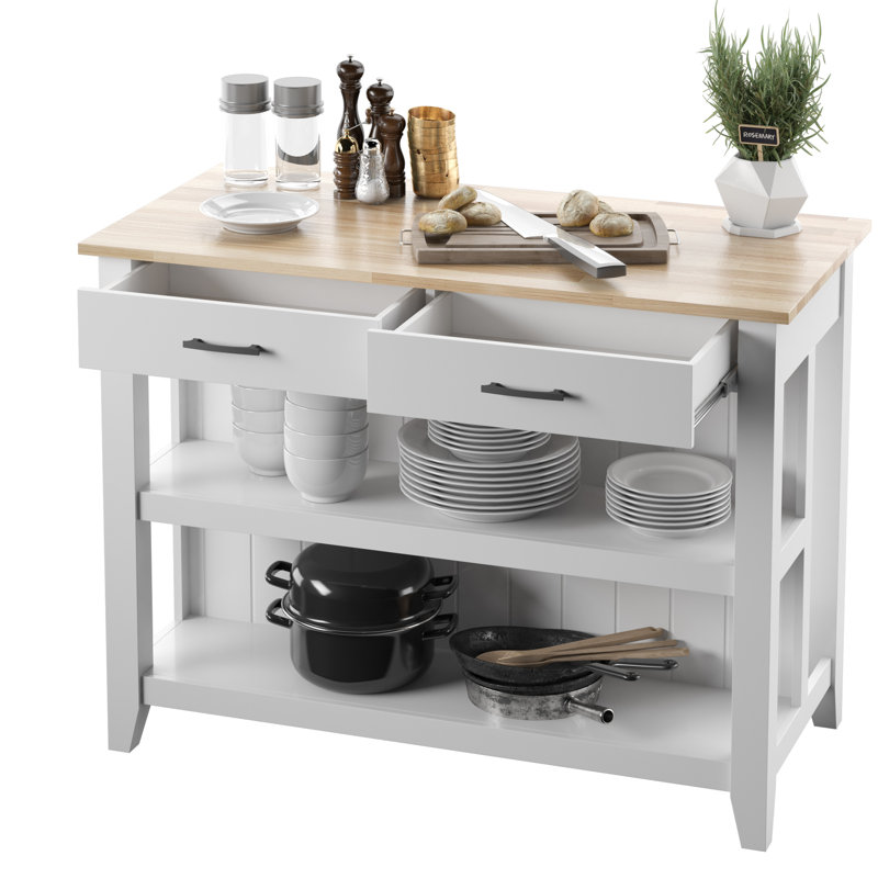 Spence 47.5 " W Kitchen Island, White