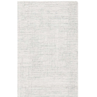 Tapis gris / ivoire en laine / coton touffeté à la main Ebony 926
