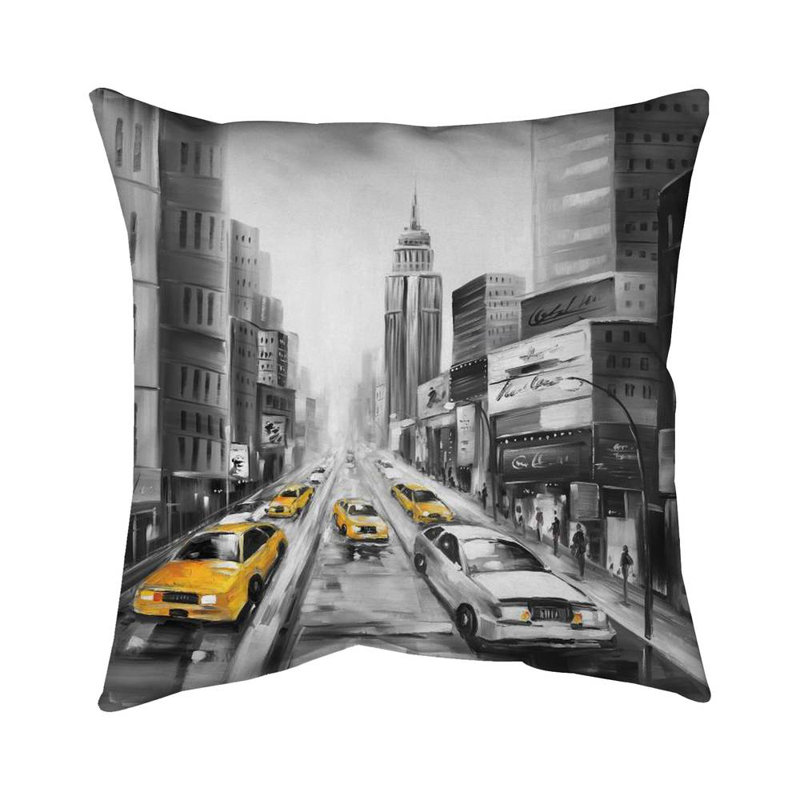 Yellow taxis in new york - 26"x26" Throw pillow cover - Poly twill - Print on demand, 26" H x 26" W