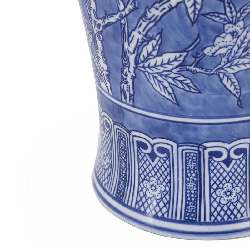 D9.1x24.4" Blue And White Porcelain Vase