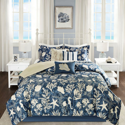 Édredon bleu en coton 7 pièces
