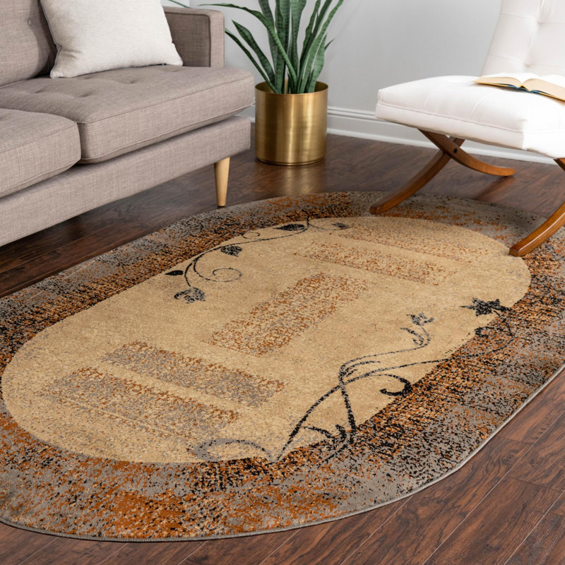 Tapis contemporain Arabica couleur espresso, Ovale 2 pi 2 po x 3 pi