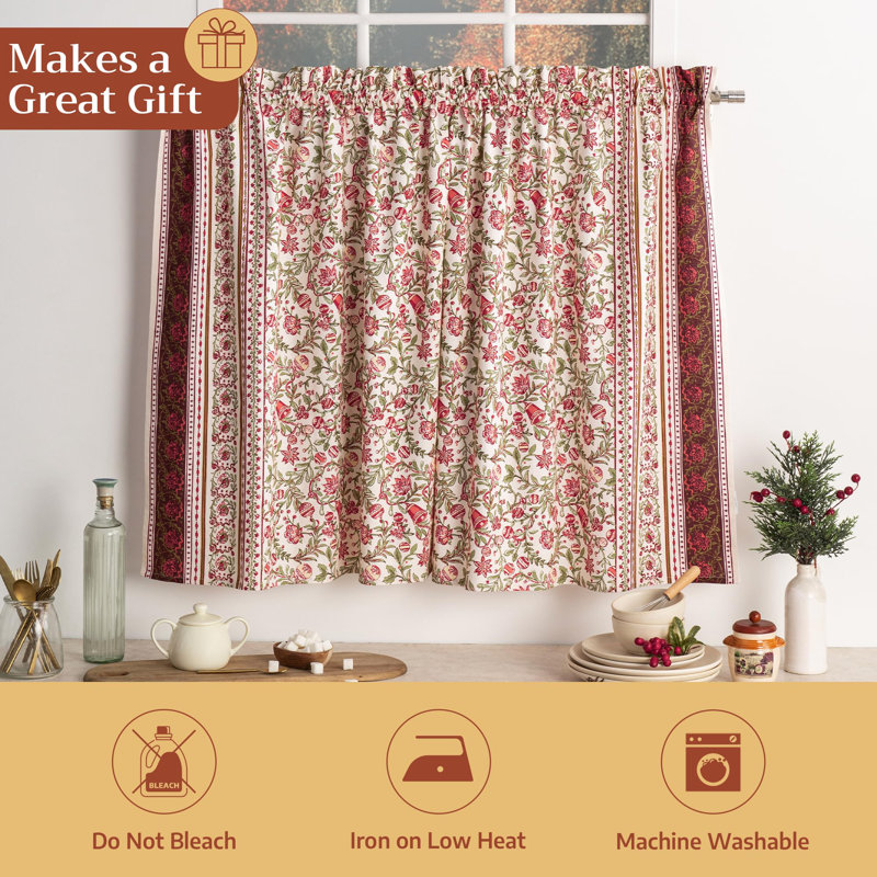 Ensemble de rideaux de cuisine 100% coton Maison d 'Hermine