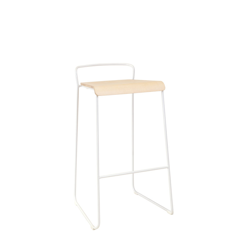Tabouret, Bois de frêne blanchi, Blanc, Tabouret de bar (siège d'une hauteur de 29 po)