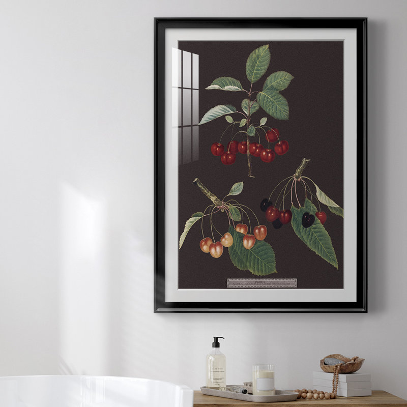 Brookshaw Cherries, reproduction encadrée de qualité supérieure, H 36,5 po x l 26,5 po x P 1 po, Noir