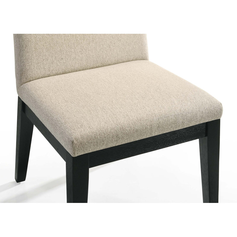 Ensemble de table de salle à manger 7 pièces avec chaises en tissu, Noir, Beige/noir, Noir