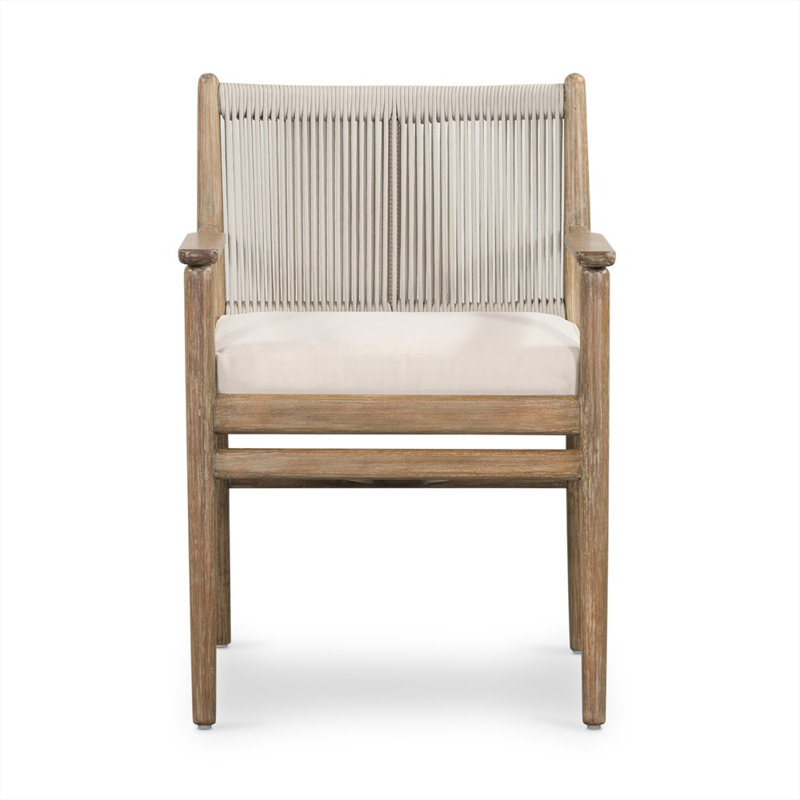 Rosen Outdoor Dining Armchair, Natural Frame/Lakin Oat Cushion