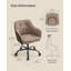 Height Adjustable Swivel Office Chair with Armrests Cotton Linen Fabric 110 kg Load Capacity-1880226048