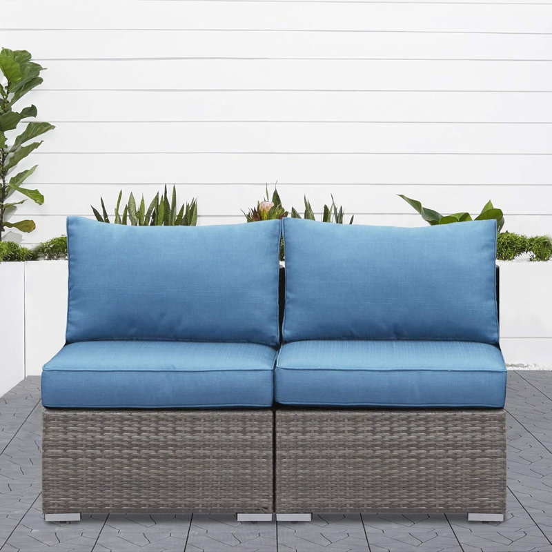 59.8"Width Outdoor Wicker Armless Sofa Set