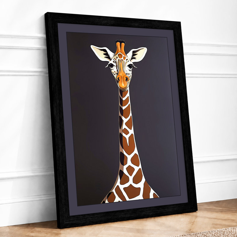 Giraffe Portrait Modern 1 Piece Single Picture Frame Wall Art, A4 - 29.7 x 21.0 cm, Black