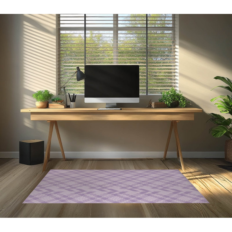 Tapis de bureau Lily Tartan, L 5 pi x L 3 pi, Mauve