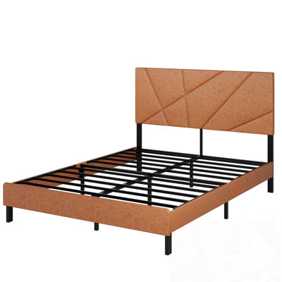 Full size metal bed frame with high headboard