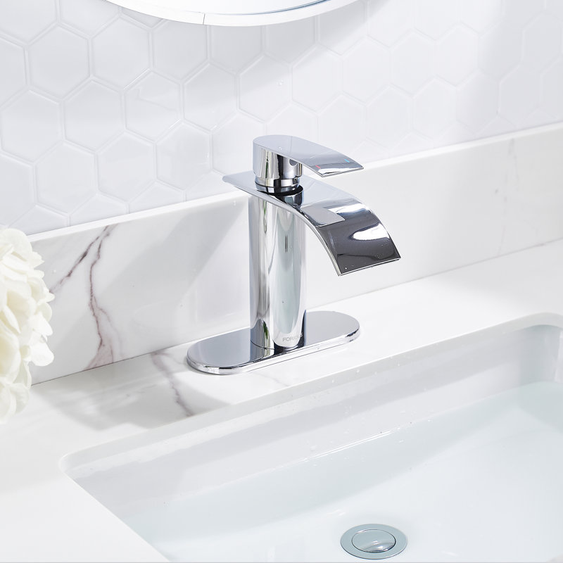 Single-Hole Single-handle Bathroom Faucet with Drain Assembly, Chrome