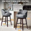 Tabouret de bar pivotant en similicuir de 30 po avec pieds en bois massif, bleu gris-949232957-947713051