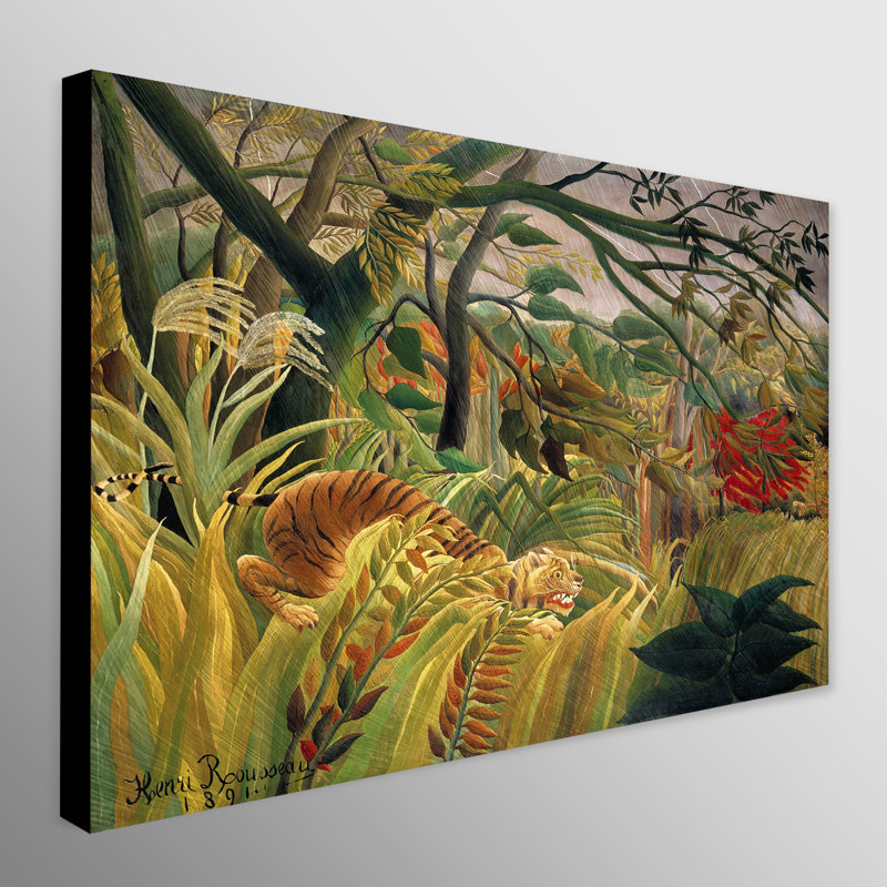 Tiger In A Tropical Storm by Henri Rousseau - Wrapped Canvas Art Prints, 81 cm H x 117 cm W