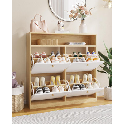 20 Pair Solid Wood Shoe Storage Cabinet
