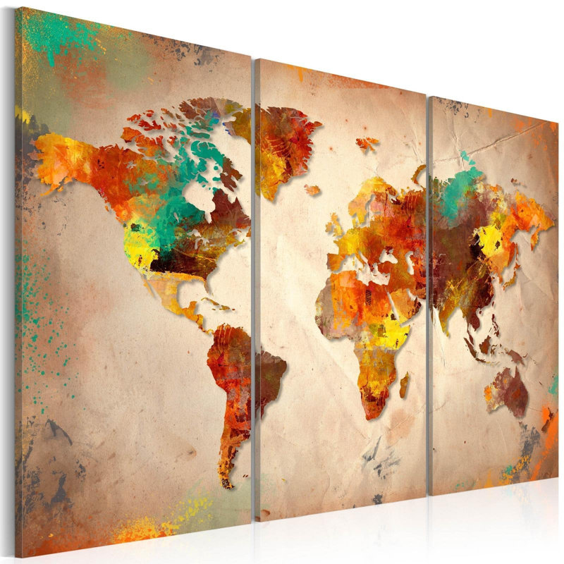 Painted World 3 pièces, H 16 po x l 24 po x P 0,7 po