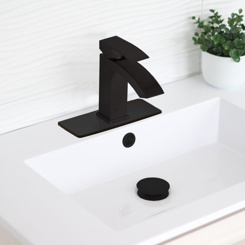 Stylish Single Hole Bathroom Faucet Plate, Matte Black