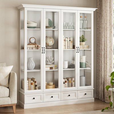 78'' Tall Display Cabinet With 4 Drawers And Adjustable Shelves