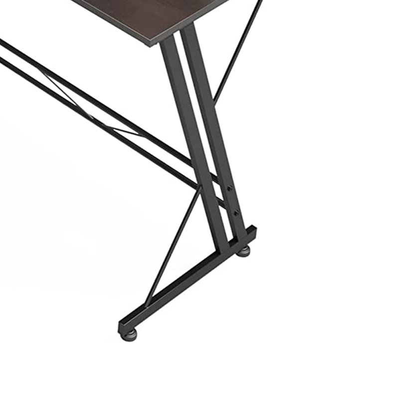 L-Shaped Steel Writing Desk Computer Desk, Brown