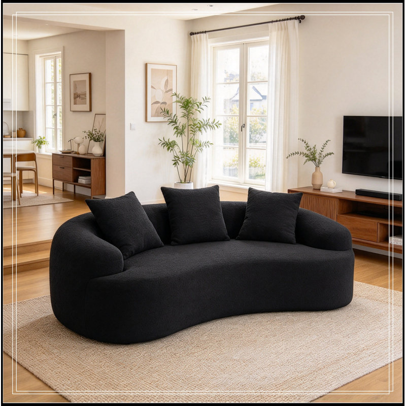 Causeuse courbée avec coussins et assise moelleuse, Black