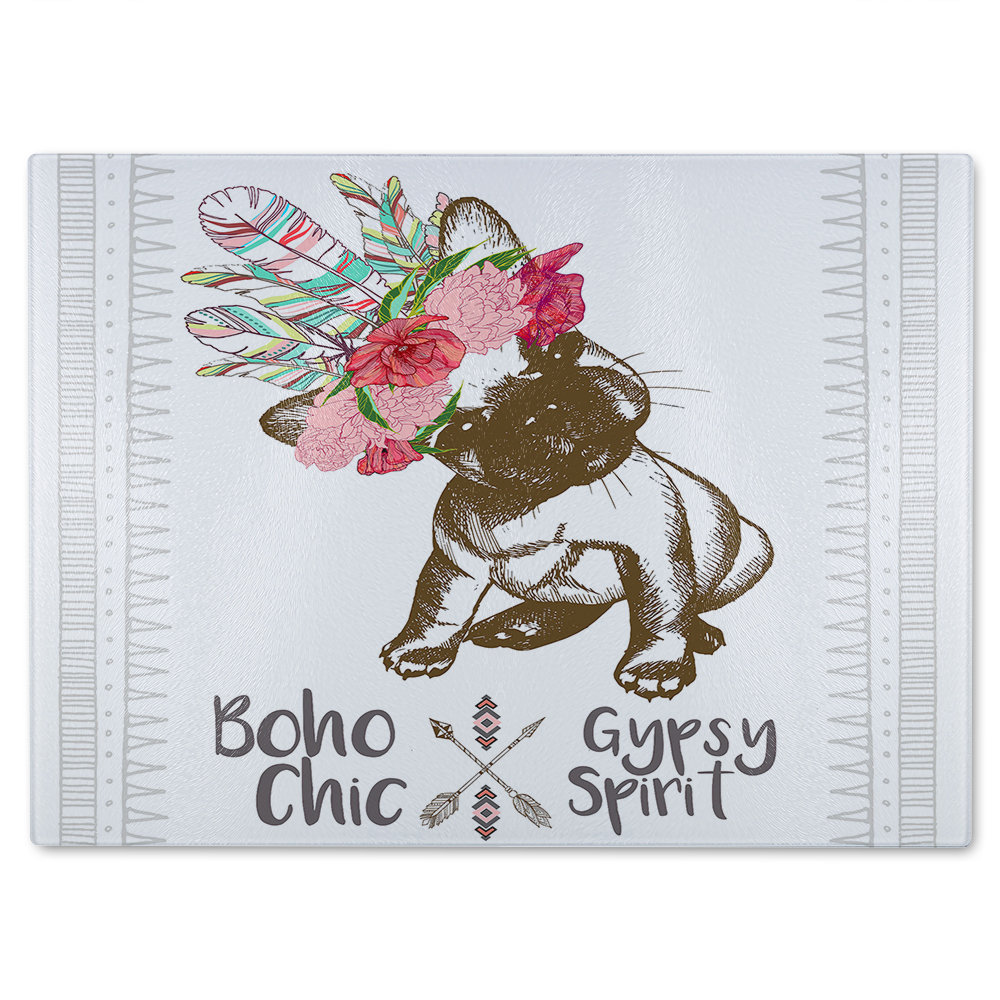 Portrait Of French Bulldog Puppy Glass Chopping Board