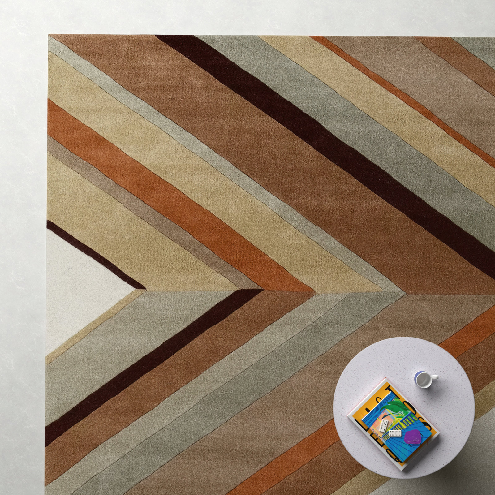 Handmade Wool Ivory/Brown/Beige Rug, Rectangle 5' x 8'