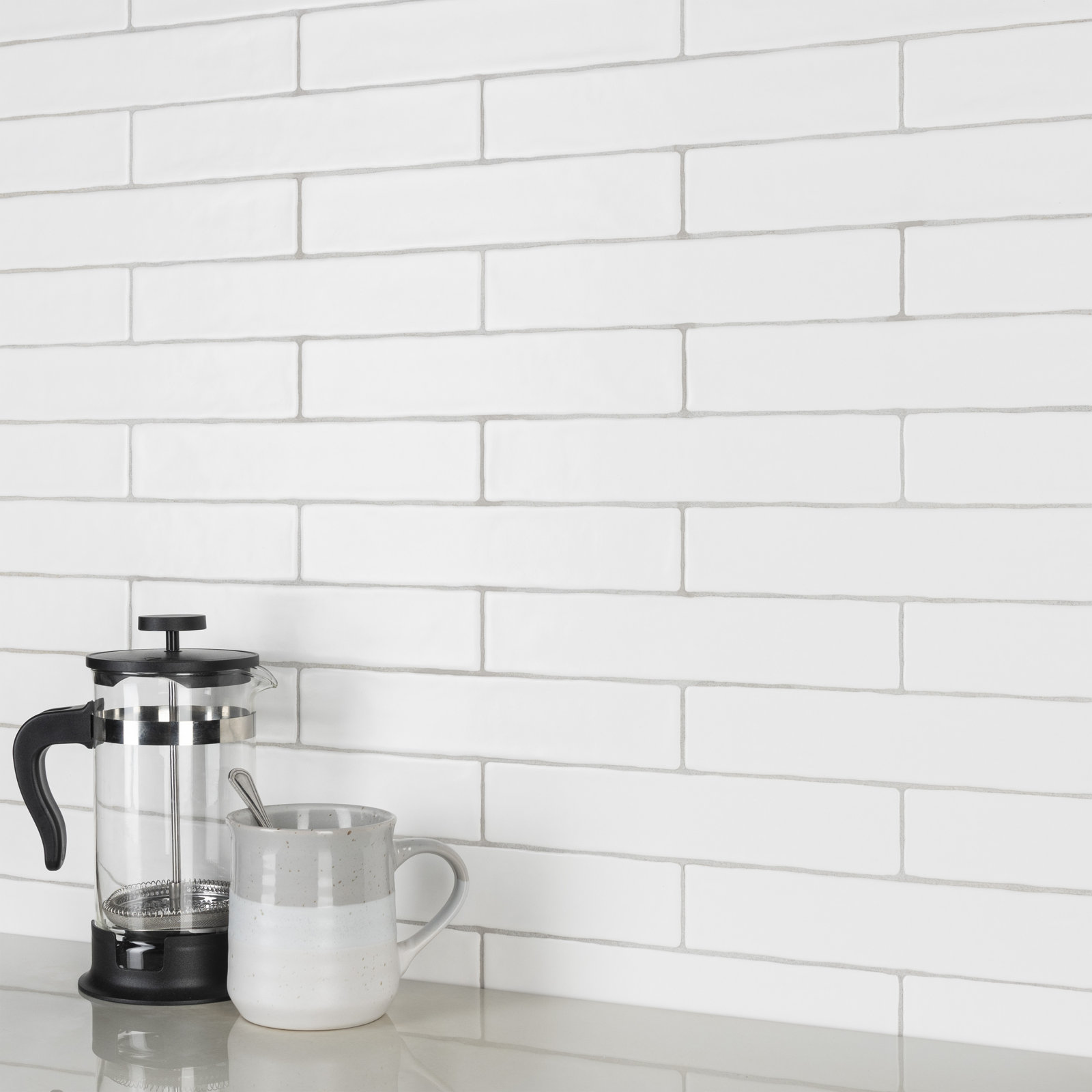 Chester 2" x 10" Ceramic Brick Look Subway Wall Tile, Matte White