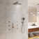 3 Functions 12 Inch Wall Mount Thermostatic Shower System with 6 Body Jets