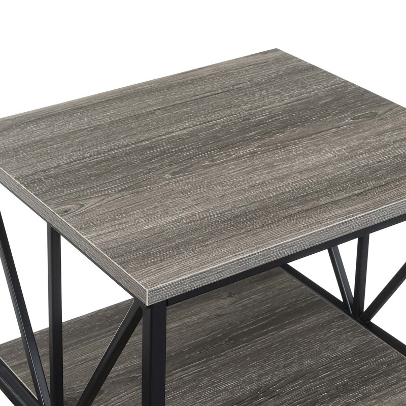 Jaisen End Table, Weathered Gray Top/Black Base