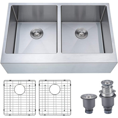 33'' L Undermount Double Bowl Stainless Steel Kitchen Sink