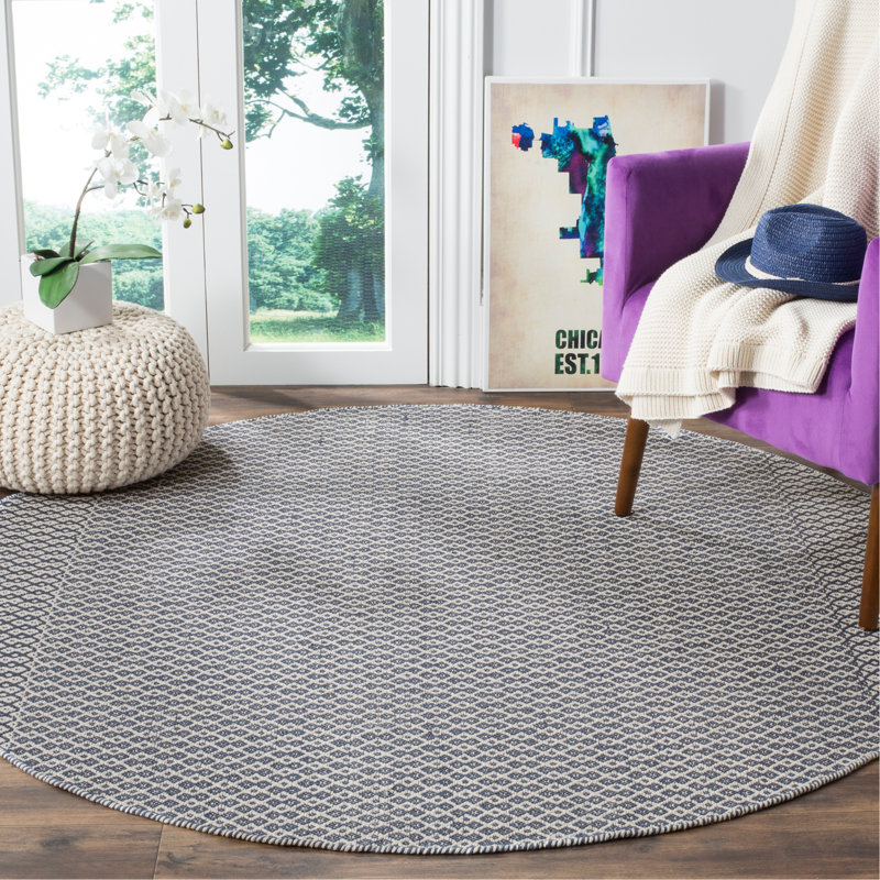 Bester Hand Woven Cotton Geometric Rug, Round 6'