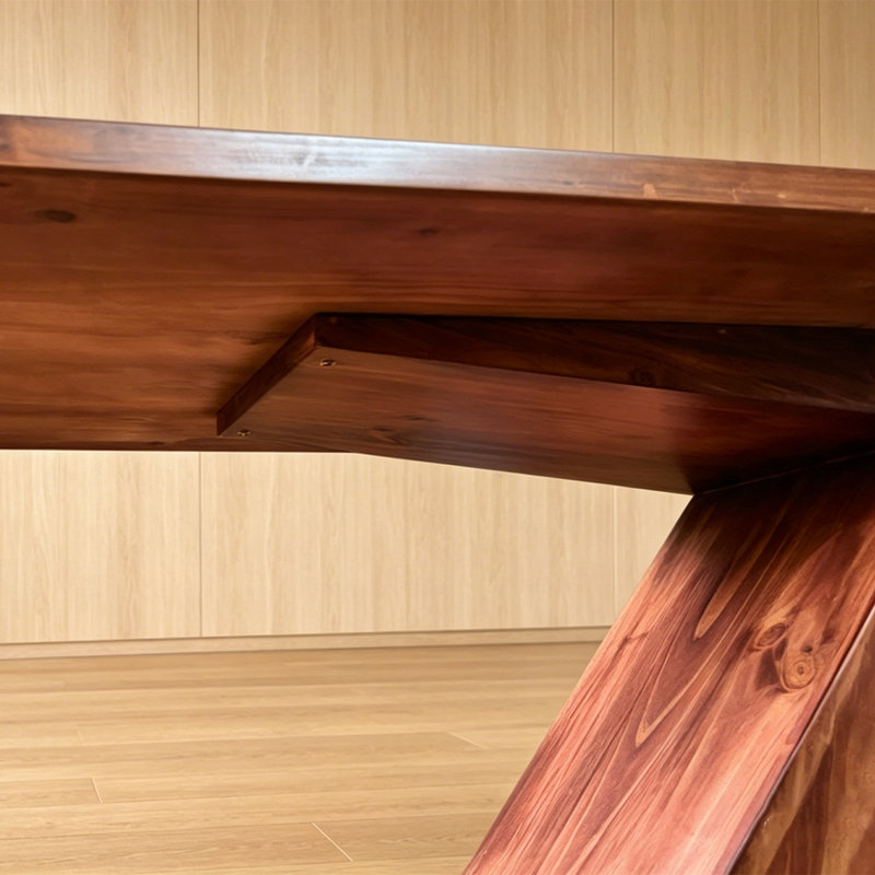 Table de salle à manger en bois massif rétro Wabi-Sabi, H 29,52 po x L 94,49 po x l 35,43 po