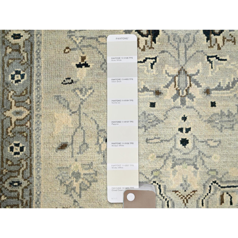 2'3"x3' Toque White Seeripe Heris Design Pure Wool Hand Knotted Mat Rug 1FF6F1A237A941CBB00A4996FDFC79ED