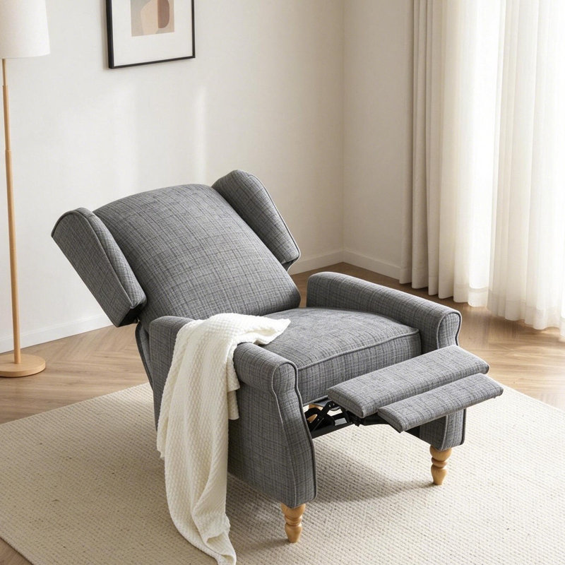Upholstered Linen Recliner, Grey