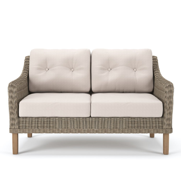 Brayden 52'' High-Density Polyethylene (HDPE) Wicker Outdoor Loveseat with Sunbrella Cushions
