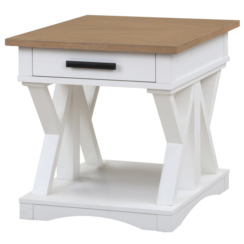 Bankhead End Table with Storage, Weathered Natural Top/Cotton Base