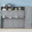 Lit escamotable double pleine grandeur avec placard et tiroirs, gris