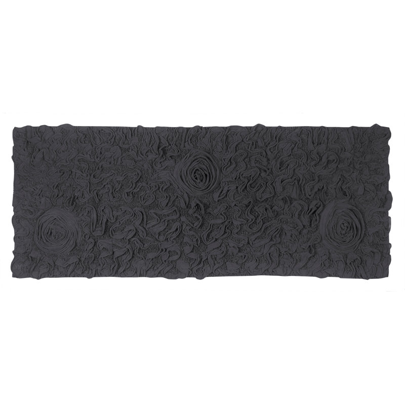 Schoenberger Floral Design Cotton Bath Rug, 54" L x 21" W, Gray