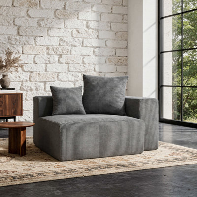 Méridienne rembourrée en velours côtelé avec coussin
